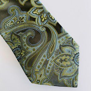 IKE BEHAR NY 100% Imported Silk Tie Olive/Brown NWOT